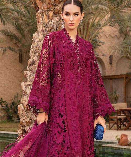 MARIA B LUXURY SUMMER COLLECTION MEHROON NET SLEEVES